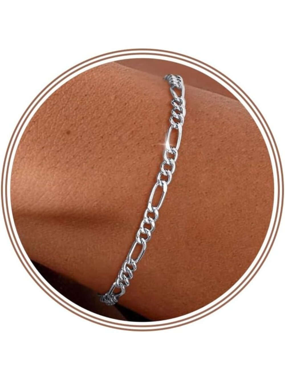 Sterling Silver 4mm Figaro Chain Bracelet for Women - Elegant & Stylish Jewelry